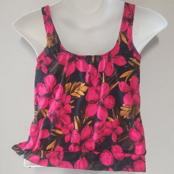Beach Belle ** stylish Tankini, Black, Gold and red rfloral, size 12/ small - Picture 9 of 12